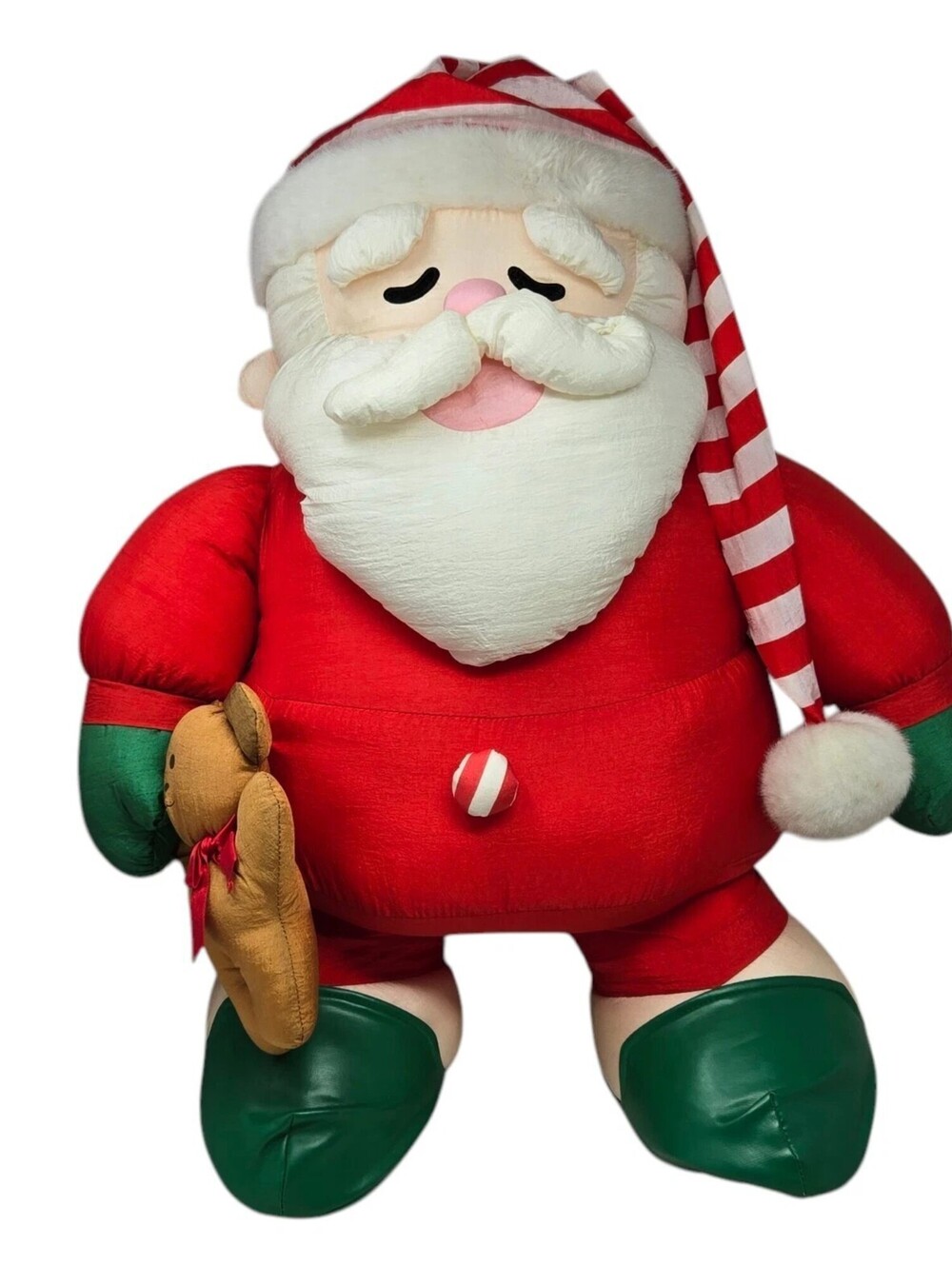 Vintage Santa Nylon Plush 22" J.S. International Pajamas Teddy Bear Heavy